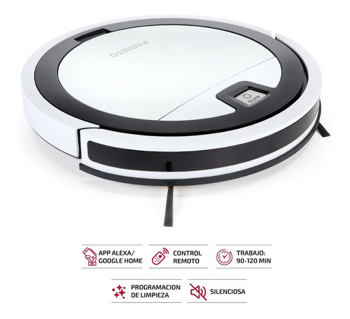 Robot Aspiradora Inteligente Trapeadora Limpia Pisos Femmto Color Negro y Blanco