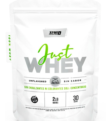 Star Nutrition Just Whey Protein 2lb Sin Sabor Masa Muscular