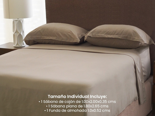 Juego De Sábanas | Individual | Avena | Hotel Collection Color Taupe Diseño de la tela Liso