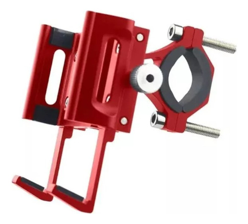 Soporte Porta Teléfono Celular Aluminio Bicicleta Rojo