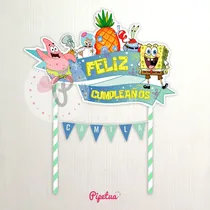 Comprar Topper Para Torta Bob Esponja Patricio Adorno Centro Pincho