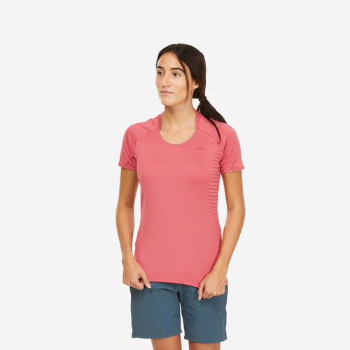 Playera De Senderismo Rosa Rayas Para Mujer Mh500 Quechua