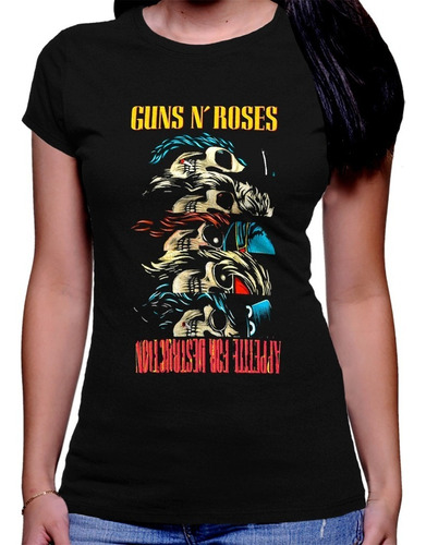 Camiseta Premium Dama Estampada  Guns And Roses 11
