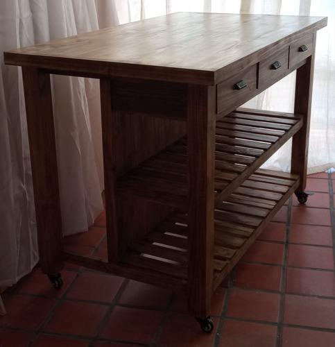 Imagen 6 de 9 de Isla Madera Cocina Quincho Parrilla Industrial Campo Vintage