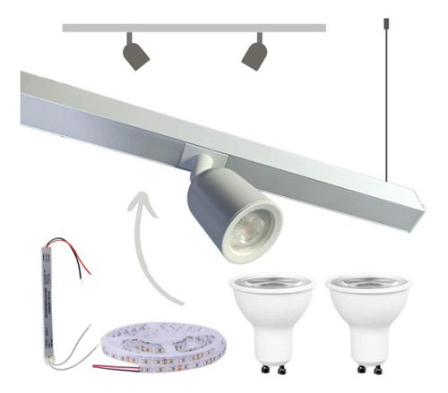 Perfil Luminaria Pendente Com Led Spot 1m Branco 3.000k Dopo