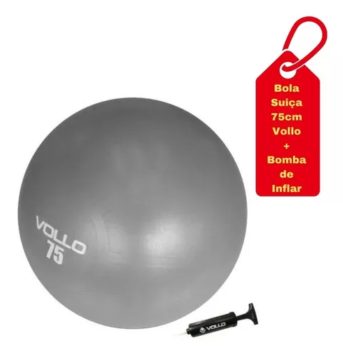 Bola Suíça Ginástica Pilates Com Bomba Vollo 75cm Até 300kg