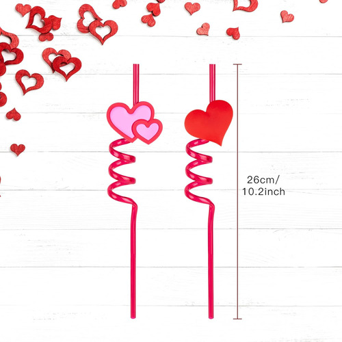 26 Popotes De San Valentín Reutilizables - Diseño Corazón Ro