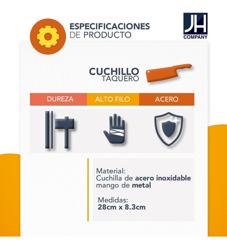 Imagen 6 de 9 de Cuchillo Taquero Tipo Hacha Jumbo 8.5 Pulgadas Cocina C433