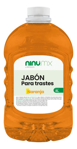Imagen 1 de 4 de Jabon Liquido Para Trastes Ninu 4 Litros