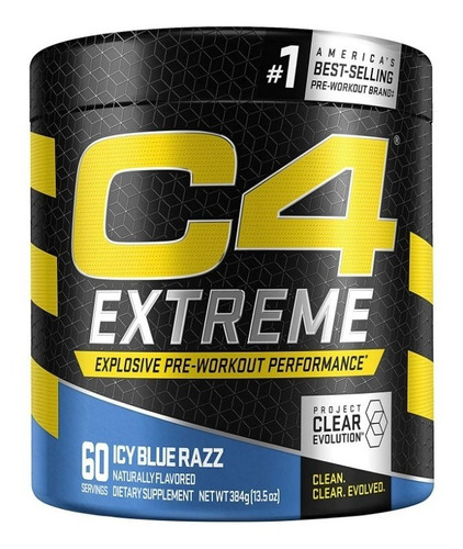 C4 Extreme Energy 60 Serv Pre Entrenador Xtreme Cellucor Org Sabor Mora Azul