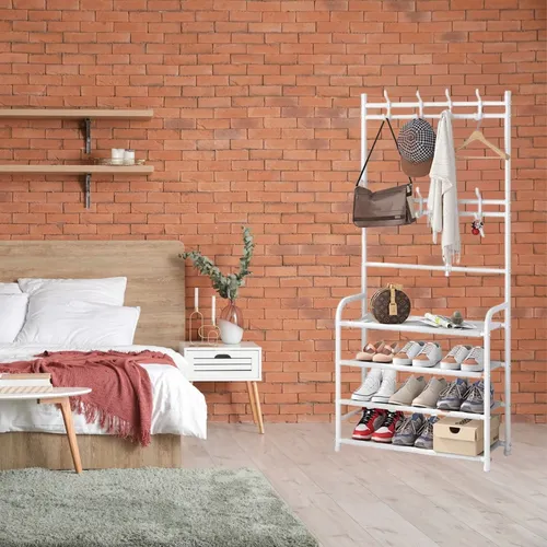 Perchero ropa Rack Multifuncional Zapatero Organizador percha Estantes IMBACK Color Blanco