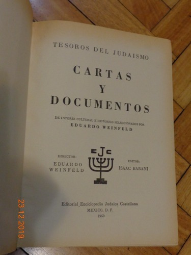 Tesoros Del Judaismo. Ix. Cartas Y Documentos&-.