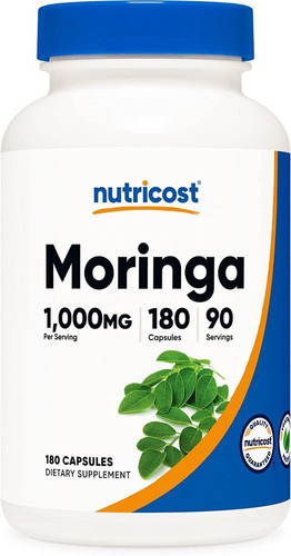 Nutricost Moringa Dietary Supplement  180 Capsulas Sabor Sin Sabor