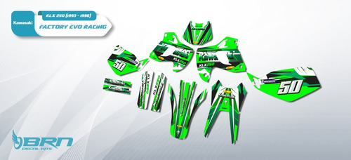 Kit De Calcos Kawasaki Klx 250 (1993 - 1996) Brn Diseño