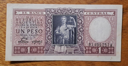 Bottero N 1910 Billete 1 Peso Moneda Nacional.  Excelente ++