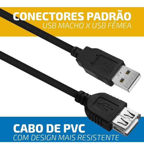 Cabo Extensor Amplificado Usb 2.0 Macho X Fêmea 3 Metros