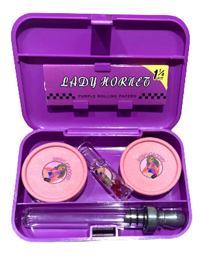 Set Juego De Fumar Pipa Caja Para Tabaco Ledy Hornet