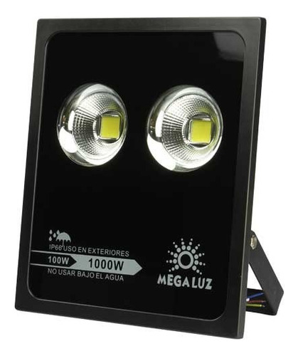 Reflector Led 100w Ilumina 1000w Exterior 8000 Lm Ip65 Color de la carcasa Negro Color de la luz Blanca