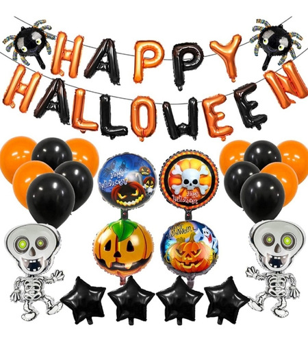 Kit Decoración Halloween Globos Metálizados Halloween