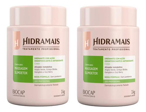 Kit 2 Creme Desodorante Hidramais Massagem Slimdetox 1 Kg