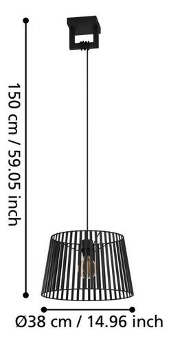 Lámpara Colgante Bogota Acero Negro 1x60w E27 390002