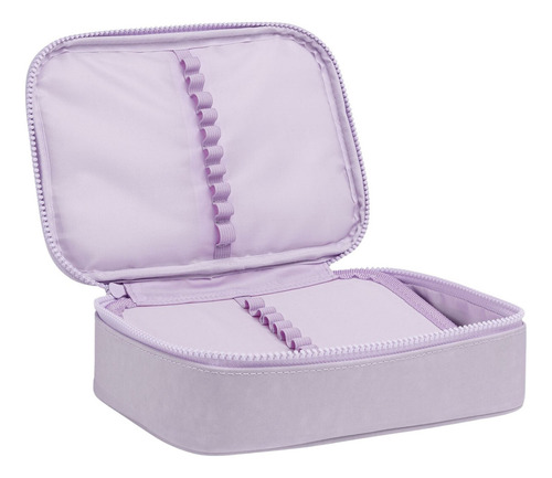 Estojo Box Happy Nylon Escolar 100 Pens Divisória Elástico Cor Lilás