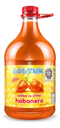 Salsa De Chile Habanero Lol Tun 4 Litros Botella