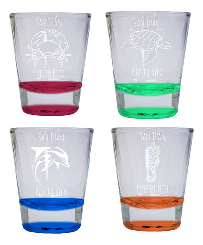 Vaso Redondo Chupito 4 Unidad Rojo Verde Azul Naranja Uno