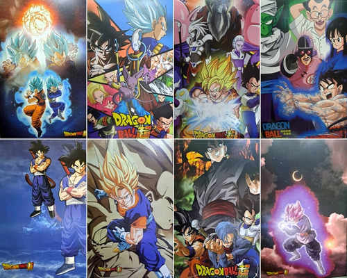 Paquete De 8 Afiches Poster Anime Dragón Ball 42cm X 28cm 