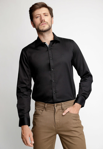 Camisa Hombre Smart Casual Austin Negro Fw 2023 Ferouch