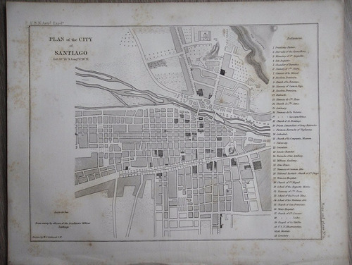 Santiago Antiguo Plano Mapa 1855