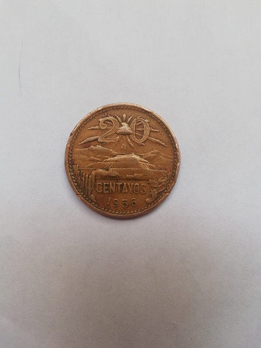 Moneda 20 Centavos Teotihuacán 1956