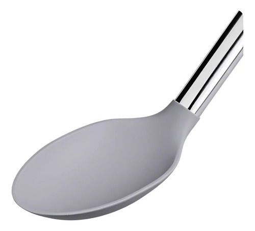 Colher De Silicone Com Cabo De Inox Cinza 33,5 Cm