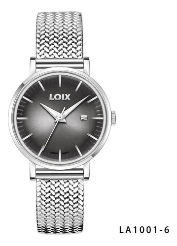 Reloj Mujer Loix® La1001-6 Plateado Con Tablero Negro