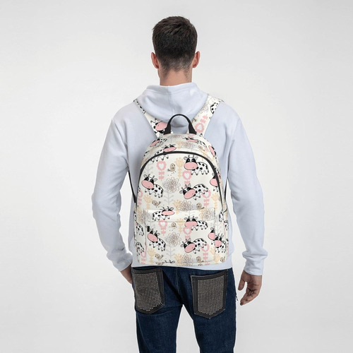 Mochila Escolar Fehuew Estampado De Vacas Lecheras