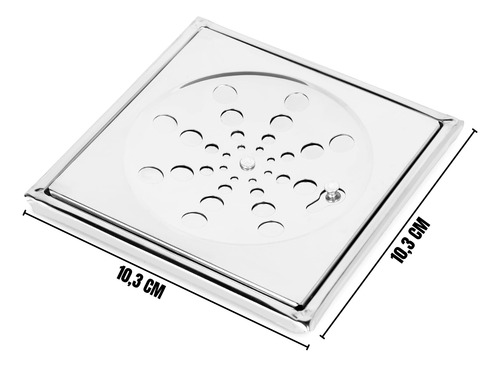 Ralo Quadrado 10x10cm Aço Inoxidável Com Grelha Abre/fecha