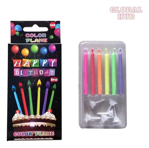 Velas De Cumpleaños Mágica Aniversario Colores Fiesta Set 6