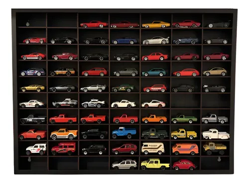 Porta Hot Wheels P/ 70 Carrinhos Mdf Pintado Preto Estante