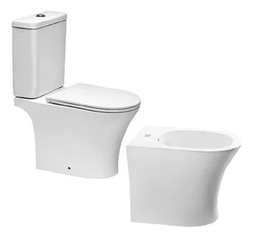 Combo Inodoro Deposito Dual Con Tapa + Bidet Abruzzo Piazza