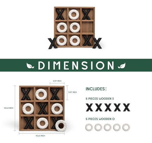 Genmous Mesa De Juego De Madera De Tic Tac Toe Para Niños Y