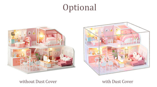 Casa De Muñecas En Miniatura De Bricolaje Con Muebles Y Luce
