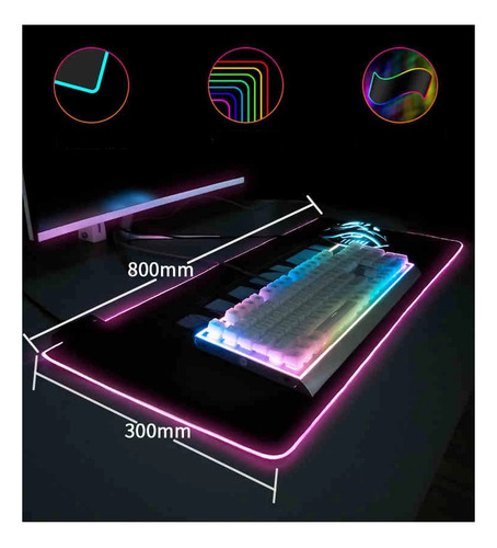 Mouse Pad Gamer Luz Rgb Antideslizante Glowing Cool