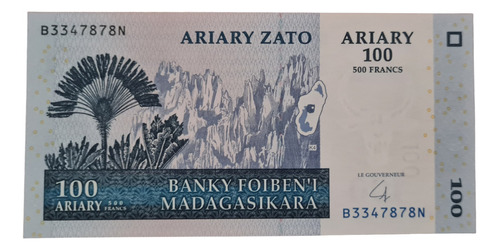 Billetes Mundiales : Madagascar 100 Ariary Año 2004 