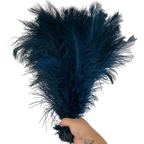 Plumas De Avestruz Penas Palito Decoração Carnaval 100g Cor Azul-petróleo