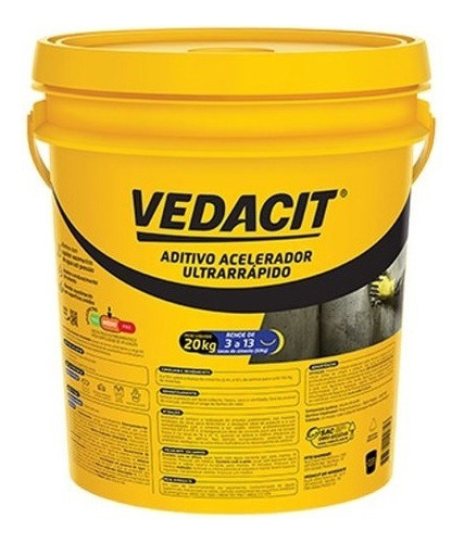 Aditivo Acelerador Ultra 20kg (vedacit Rapidíssimo) Vedacit