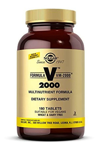 Solgar Formula Vm-2000 (sistema Multinutriente), 180 Comprim
