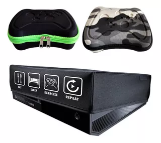 Kit Capa Protetora Xbox One Fat + 2 Cases Controle Eva Rígidos