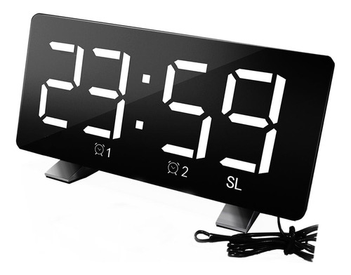 Pantalla Led Radio Fm Despertador Espejo Superficie Snooze W