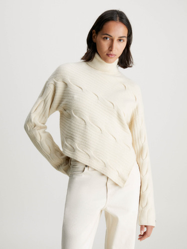 Suéter Calvin Klein Mujer Beige Jersey Asimétrico
