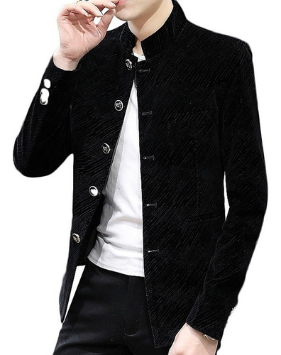 Chaqueta Chamara Con Cuello Alto Y Tejido Formal Ajustado